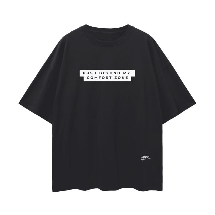 "PUSH BEYOND" | Oversize Drop Shoulder T-Shirt (Black)