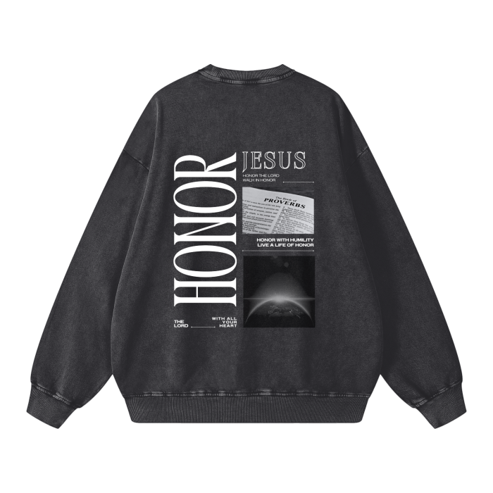 "HONOR" v1 | Acid Wash Oversize Pullover