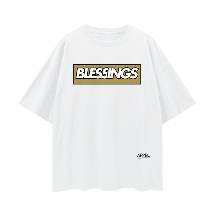 "BLESSINGS" | Oversize Drop Shoulder T-Shirt (Tan)