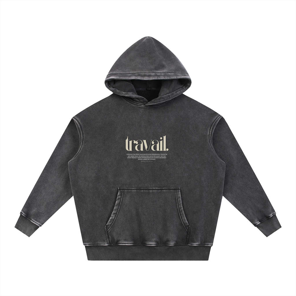 "TRAVAIL" V2 | Snow Washed Oversize Hoodie