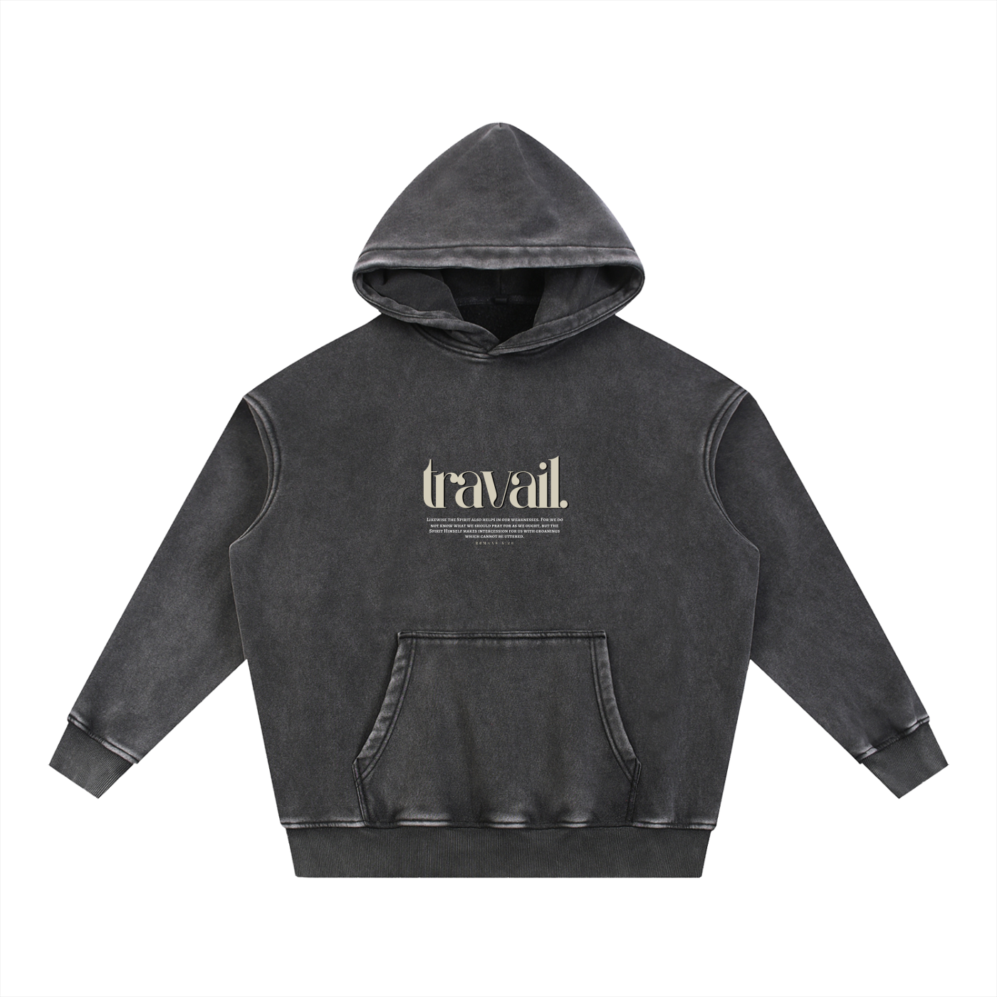 "TRAVAIL" V2 | Snow Washed Oversize Hoodie