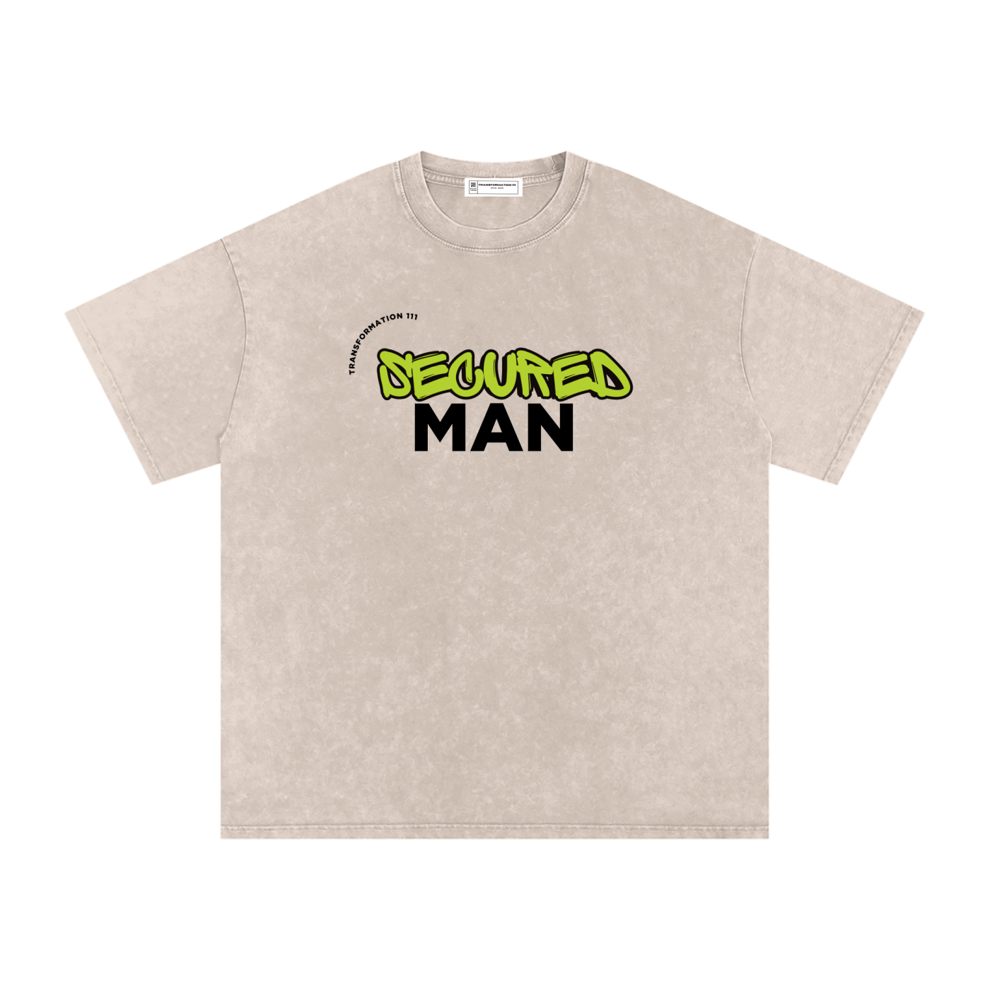 "SECURED MAN" v1 | Snow Washed Oversized T-Shirt (LIGHT)