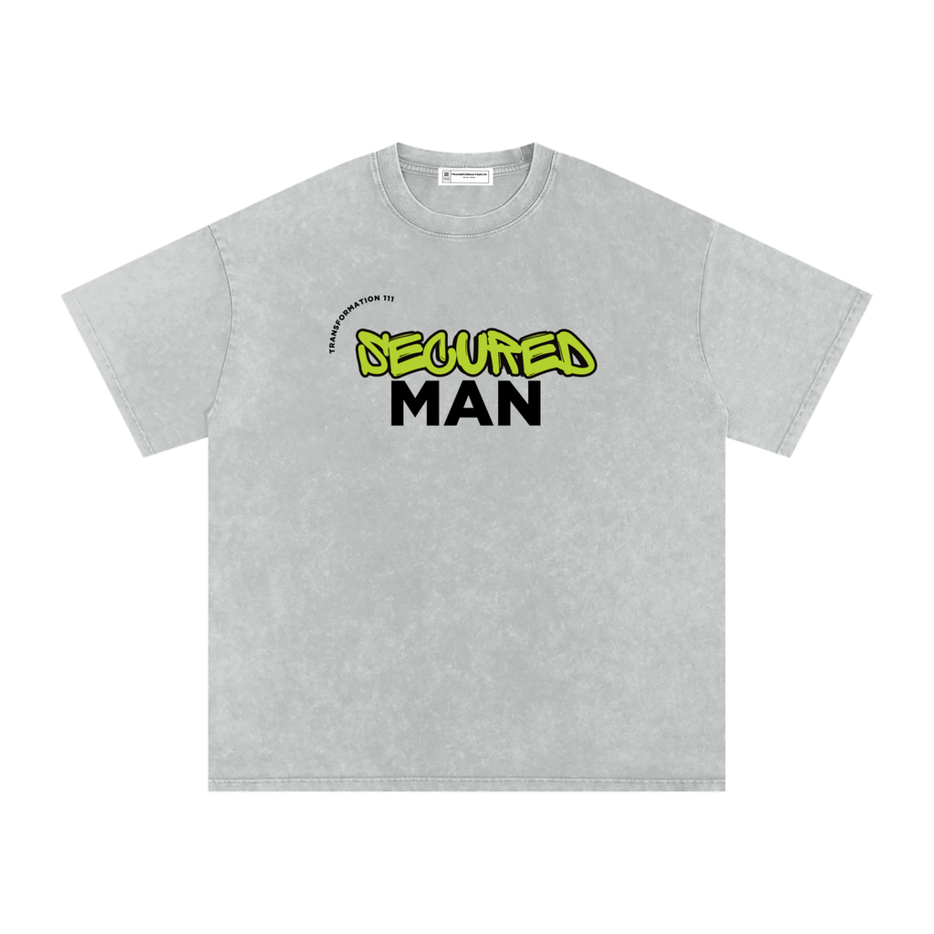 "SECURED MAN" v1 | Snow Washed Oversized T-Shirt (LIGHT)